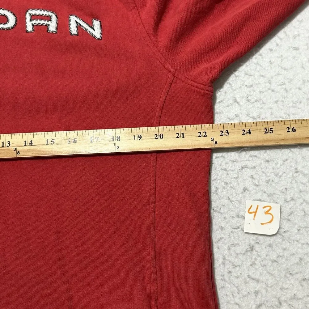 Vintage Nike Air Jordan Men's Large Pullover Red Hoodie Jumpman Logo Y2K Retro - Picture 11 of 14